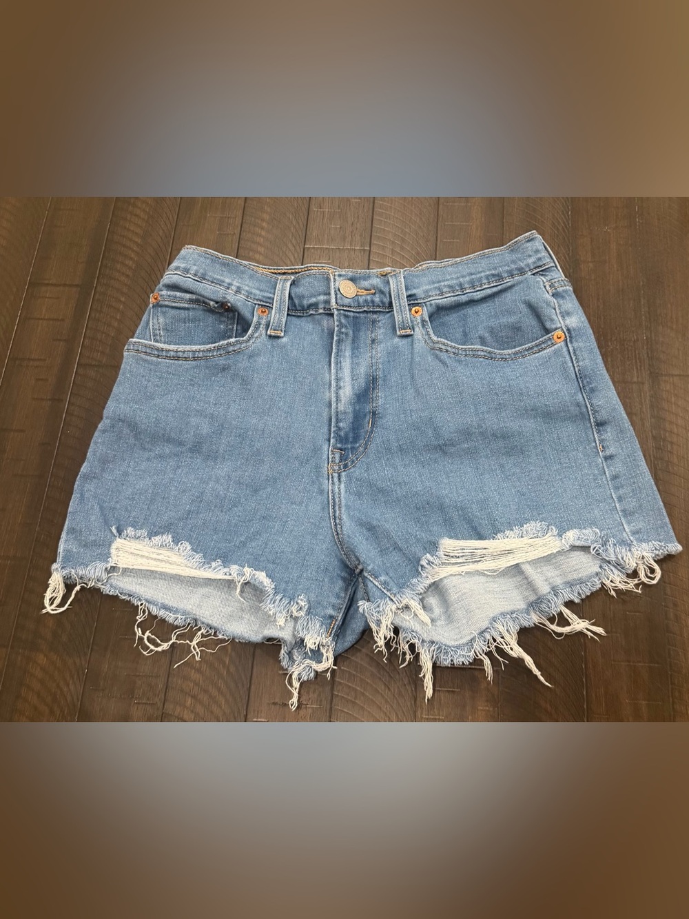 Levi's Light Blue Distressed Denim Cutoff Shorts